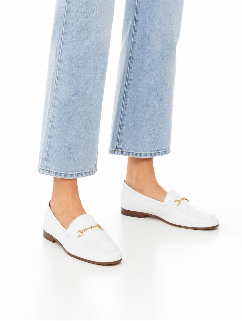 Sam Edelman Loraine White Leather Horsebit Loafer Size 9